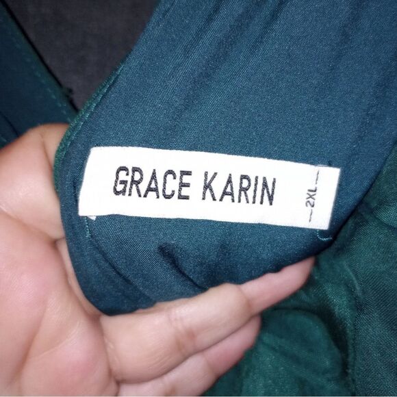 Grace Karin Green Wrap Midi Dress Ruffled High Low Hem - Picture 5 of 6